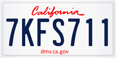 CA license plate 7KFS711