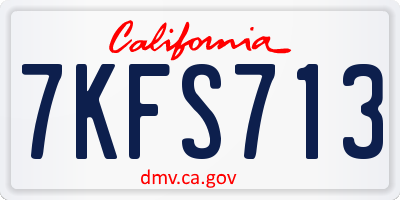 CA license plate 7KFS713