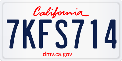 CA license plate 7KFS714