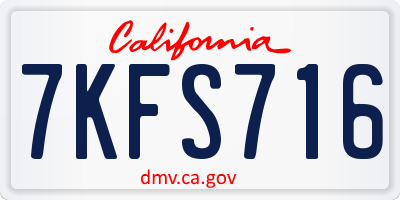 CA license plate 7KFS716