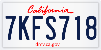 CA license plate 7KFS718