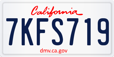 CA license plate 7KFS719