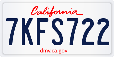 CA license plate 7KFS722