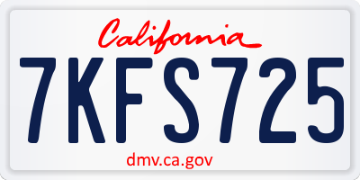 CA license plate 7KFS725