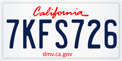 CA license plate 7KFS726