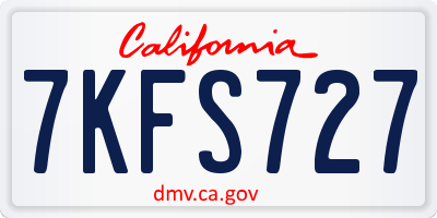 CA license plate 7KFS727