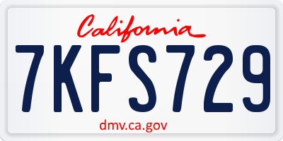 CA license plate 7KFS729