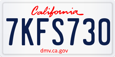 CA license plate 7KFS730