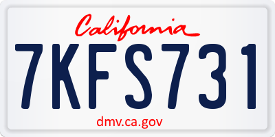 CA license plate 7KFS731