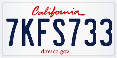 CA license plate 7KFS733