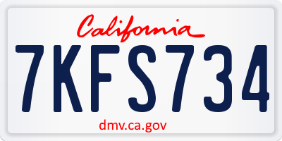 CA license plate 7KFS734