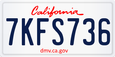 CA license plate 7KFS736