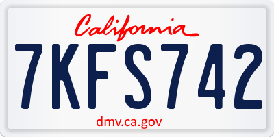 CA license plate 7KFS742