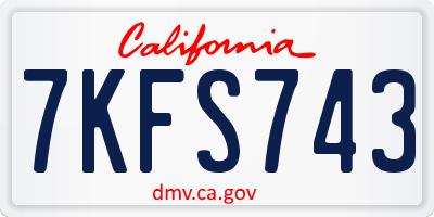 CA license plate 7KFS743