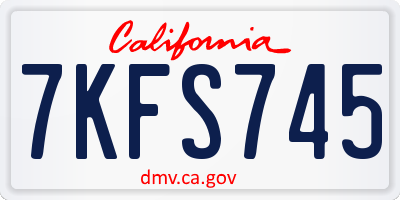 CA license plate 7KFS745