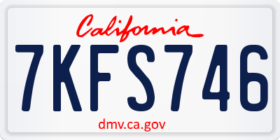 CA license plate 7KFS746
