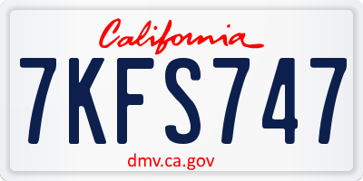 CA license plate 7KFS747