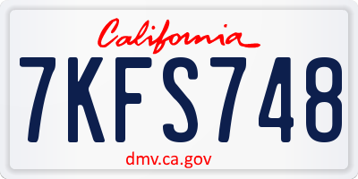 CA license plate 7KFS748