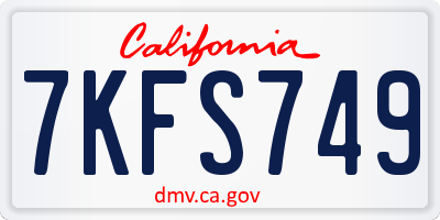 CA license plate 7KFS749