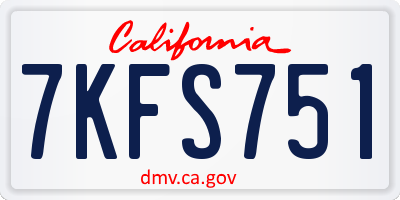 CA license plate 7KFS751