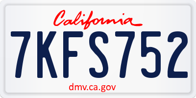 CA license plate 7KFS752