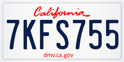 CA license plate 7KFS755