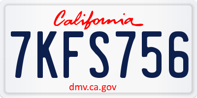 CA license plate 7KFS756
