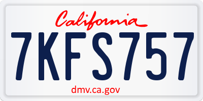 CA license plate 7KFS757