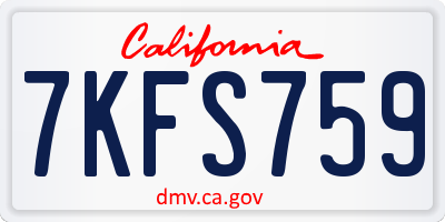 CA license plate 7KFS759
