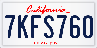 CA license plate 7KFS760