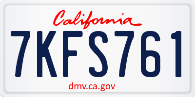 CA license plate 7KFS761