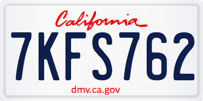 CA license plate 7KFS762