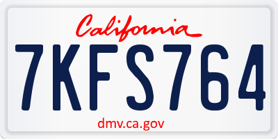 CA license plate 7KFS764