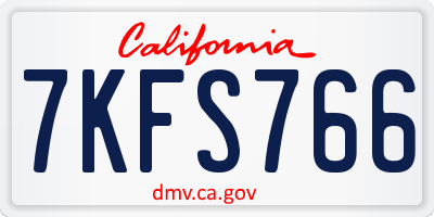 CA license plate 7KFS766