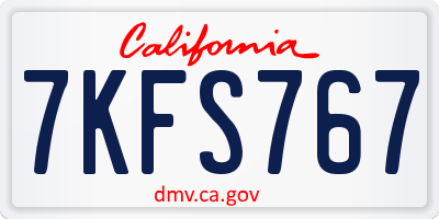 CA license plate 7KFS767