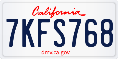 CA license plate 7KFS768