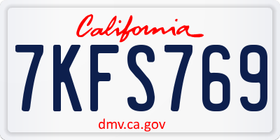 CA license plate 7KFS769
