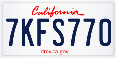 CA license plate 7KFS770