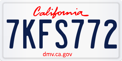 CA license plate 7KFS772