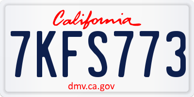 CA license plate 7KFS773