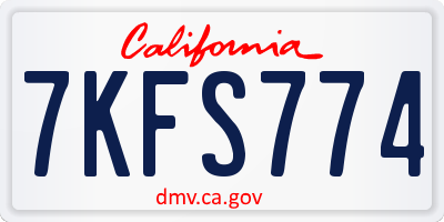 CA license plate 7KFS774