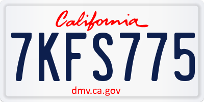 CA license plate 7KFS775
