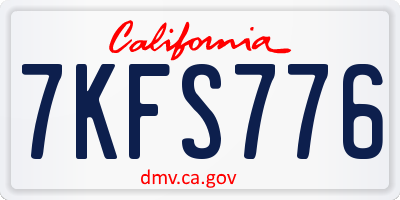 CA license plate 7KFS776