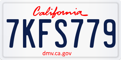 CA license plate 7KFS779