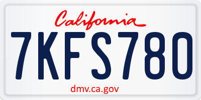 CA license plate 7KFS780