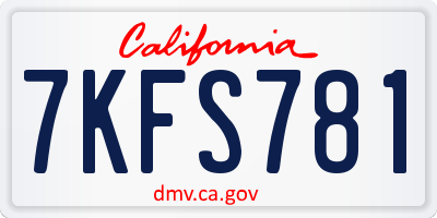 CA license plate 7KFS781