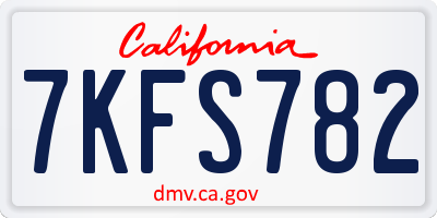 CA license plate 7KFS782
