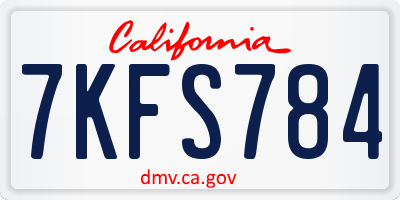 CA license plate 7KFS784