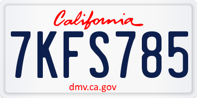 CA license plate 7KFS785
