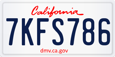CA license plate 7KFS786